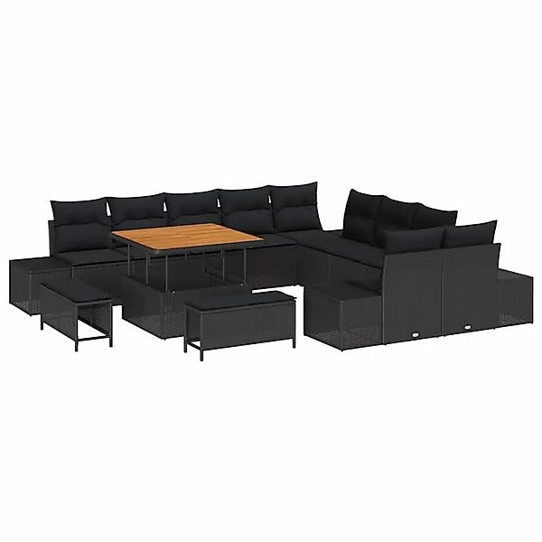 vidaXL Gartensofa-set mit Kissen 13-Tlg Schwarz Poly-Rattan 3364784 günstig online kaufen