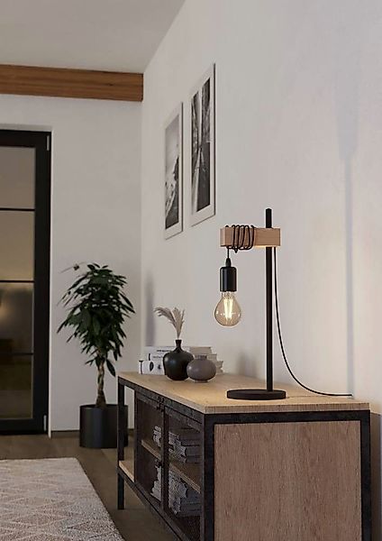 EGLO Tischleuchte TOWNSHEND Tischlampe, Holz, Stahl, günstig online kaufen