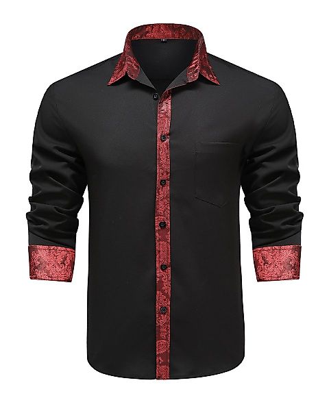 Allthemen Langarmhemd mit Stickmuster Kontrast Langarmhemd günstig online kaufen