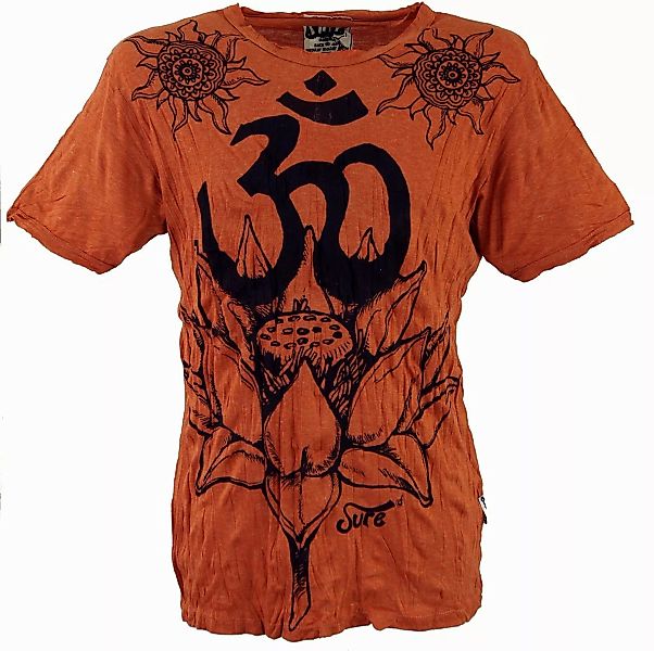 Guru-Shop T-Shirt Sure Herren T-Shirt Lotus OM - rostorange Goa Style, Fest günstig online kaufen