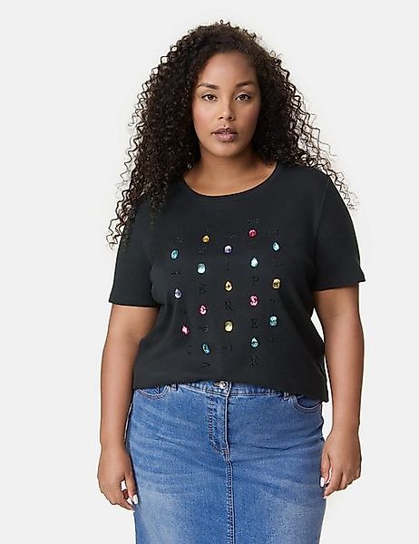 Samoon Kurzarmshirt Baumwoll T-Shirt mit Glitzersteinen günstig online kaufen