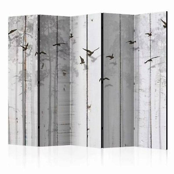 artgeist Paravent Birds on Boards II [Room Dividers] grau/schwarz Gr. 225 x günstig online kaufen