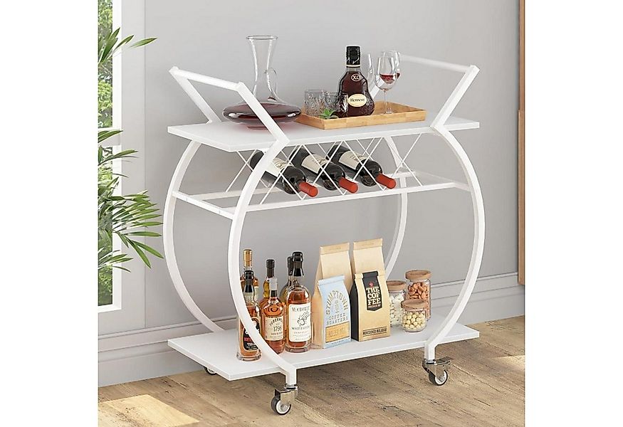 LuxusKollektion Bartisch Servierwagen mit Rollen und Weinregal aus Holz, 2 günstig online kaufen