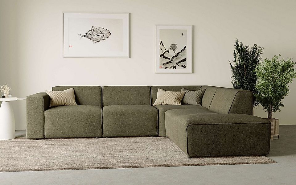 Home affaire Ecksofa "Noord mit Kedernaht, Breite 282 cm, L-Form" Webstoff, günstig online kaufen