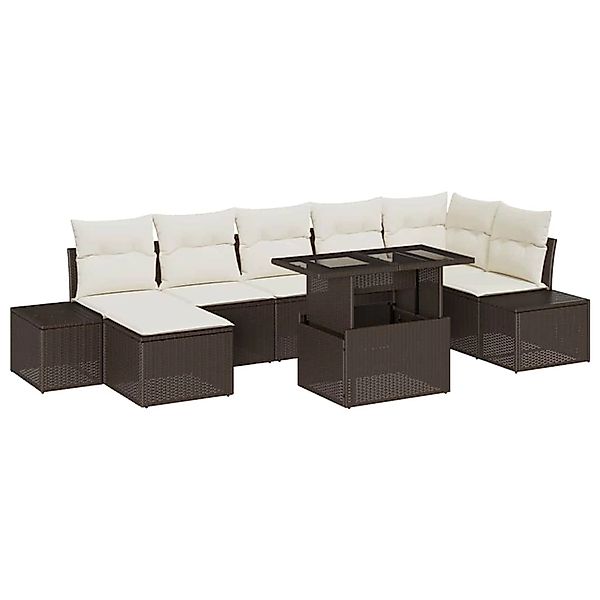 vidaXL 8-Teiliges Garten-Sofaset mit Kissen in Braun aus Poly Rattan 335796 günstig online kaufen