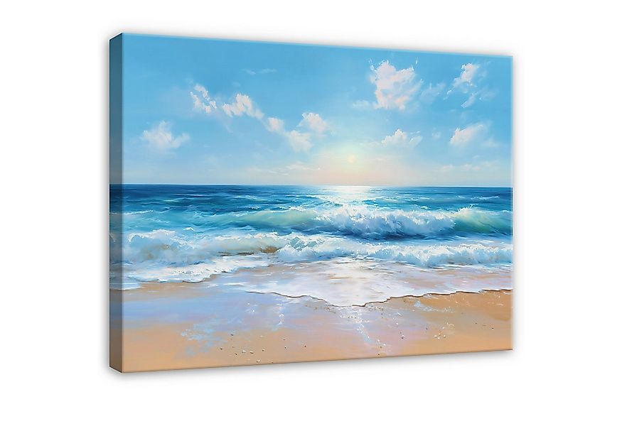 Wallarena Leinwandbild Strand Ozean Wasser Blau Modern Wandbilder Wand Deko günstig online kaufen