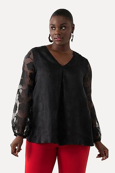 Ulla Popken Druckbluse Bluse doppellagig V-Ausschnitt günstig online kaufen