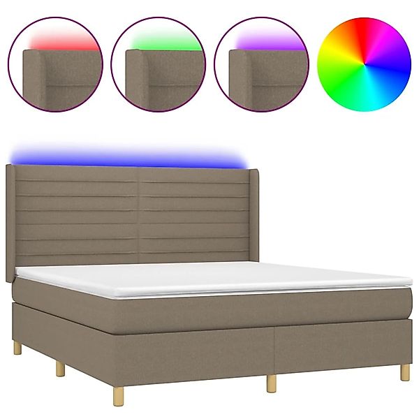 vidaXL Boxspringbett mit Matratze & LED Taupe 180x200 cm Stoff 3138977 günstig online kaufen