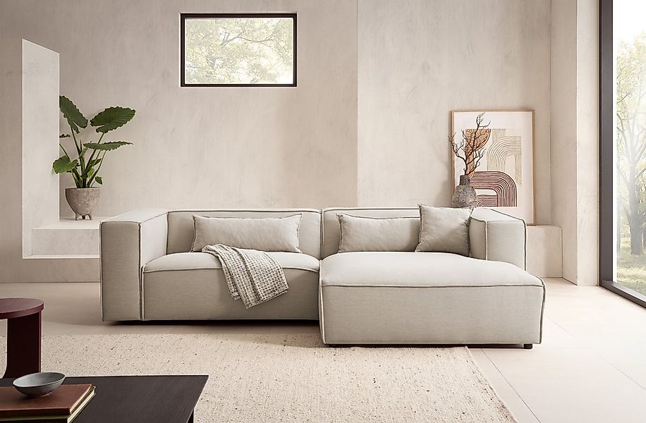 LeGer Home by Lena Gercke Ecksofa PIARA mit Kedernaht, Cord, Leinenoptik o. günstig online kaufen