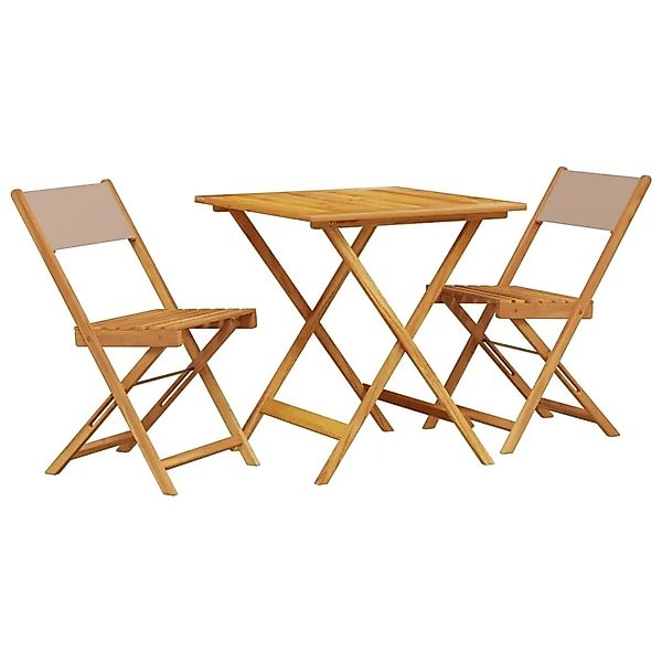vidaXL 3-tlg Bistro-Set Taupe Stoff und Massivholz Modell 3 günstig online kaufen