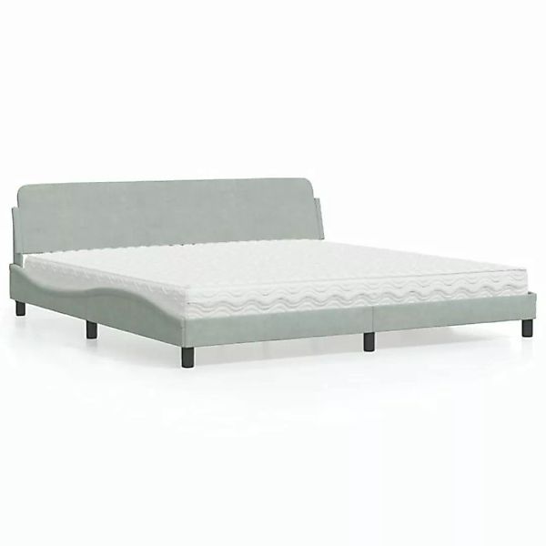 vidaXL Bett Bett mit Matratze Hellgrau 200x200 cm Samt günstig online kaufen