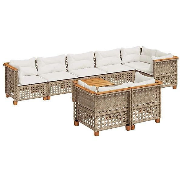 vidaXL 9-Tlg Garten-Sofagarnitur mit Kissen Beige Poly Rattan 3261898 günstig online kaufen