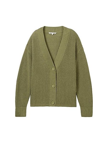 TOM TAILOR Denim Strickjacke v-neck cardigan, greyish green günstig online kaufen