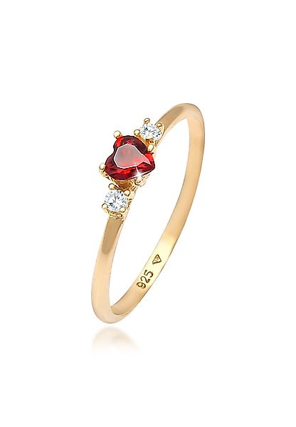 Elli Fingerring Herz Zirkonia Rot Liebe günstig online kaufen