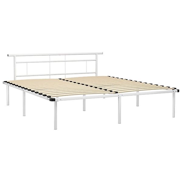 Bettgestell Weiß Metall 200x200 Cm günstig online kaufen