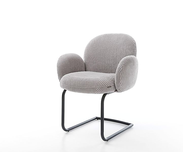 Freischwinger Nube-Flex mit Armlehnen Cord Silbergrau Freischwinger rund Sc günstig online kaufen