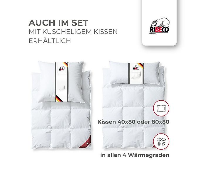 RIBECO Daunenbettdecke + Kopfkissen Johanna, Füllung: Bettdecke: 80% Daunen günstig online kaufen