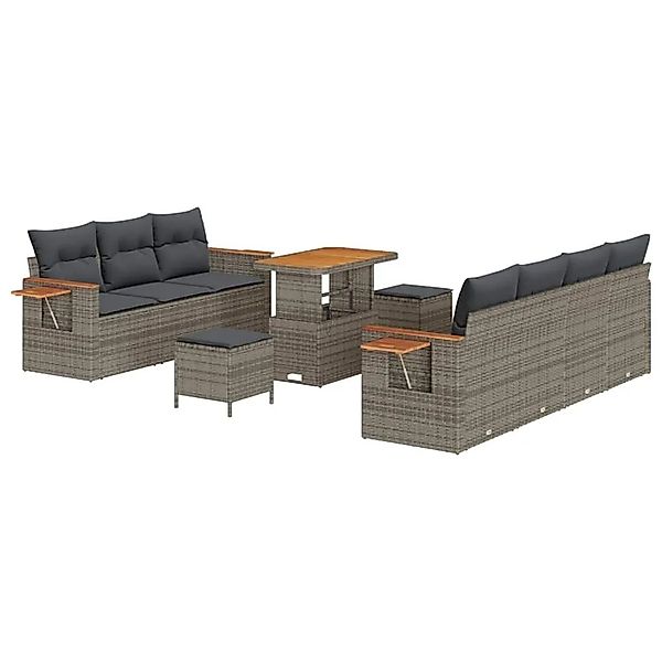 vidaXL Gartensofa-set mit Kissen 13-Tlg Grau Poly-Rattan 3365093 günstig online kaufen