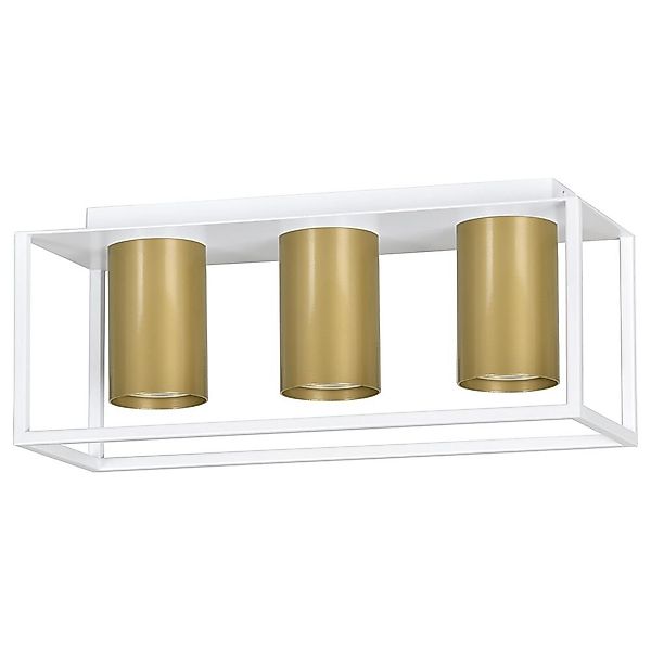 famlights | Deckenleuchte Marlon aus Metall in Weiß und Gold 3xGU10 günstig online kaufen