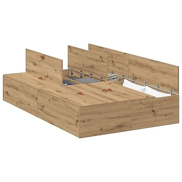 vidaXL Bett Bettgestell mit Stauraum Artisan Eiche 120x190 cm (1-tlg) günstig online kaufen