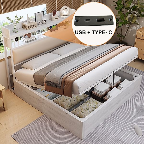 REDOM Polsterbett Hydraulikbett mit USB & günstig online kaufen