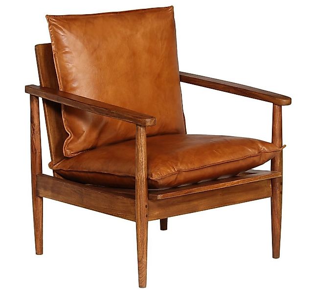 DOTMALL Sessel Echtleder Akazienholz,Sitzhöhe vom Boden: 30 cm günstig online kaufen