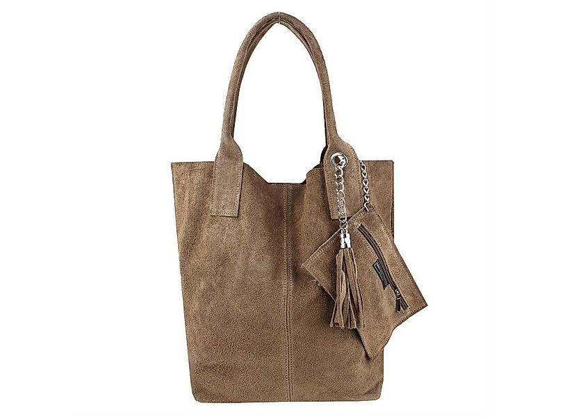ITALYSHOP24 Schultertasche Made in Italy Damen Leder Wildleder A4 Shopper S günstig online kaufen