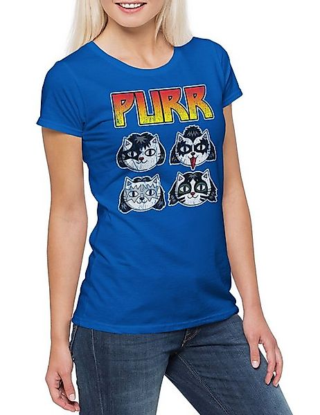 Urban Backwoods Print-Shirt Purr Damen T-Shirt Cats Kiss Katzen Katze Kitty günstig online kaufen