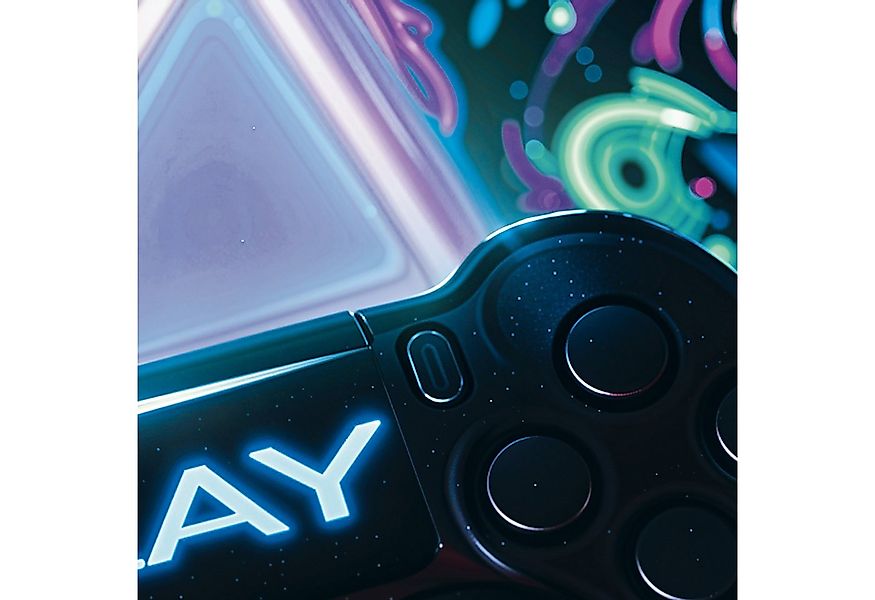 Carpetia Kinderteppich Auffälliger Gaming-Teppich mit neon-farbigen Symbole günstig online kaufen