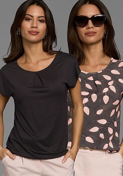 Laura Scott Print-Shirt 2er-Pack, figurbetonte Passform, mit Rundhalsaussch günstig online kaufen