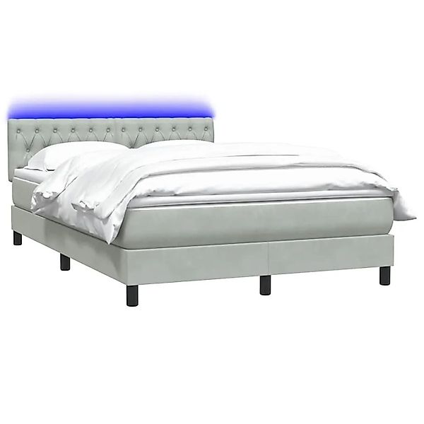 vidaXL Boxspringbett mit Matratze und LED Hellgrau 160x220 cm Samt 3317223 günstig online kaufen