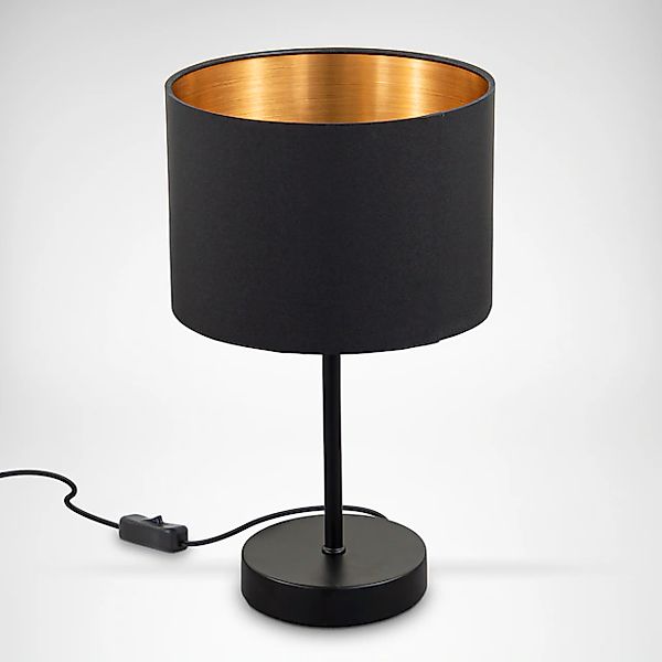 B.K.Licht Tischleuchte »BK_TL1422 Tischleuchte, Stoffschirm Schwarz-Gold, E günstig online kaufen