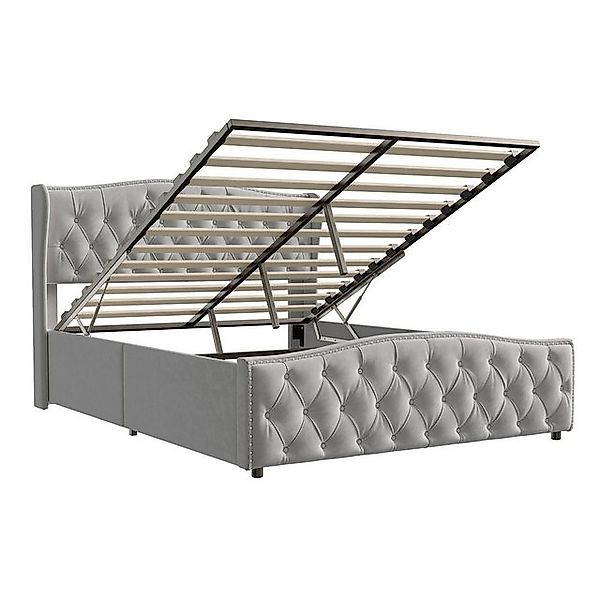 FUROKOY Polsterbett 140/160x200cm Beige/Grau Samt Wicker Wellenbett, (Jugen günstig online kaufen