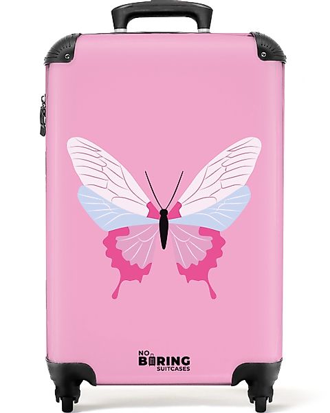 NoBoringSuitcases.com© Hartschalen-Trolley Rosa mit Schmetterling 55x35x20c günstig online kaufen