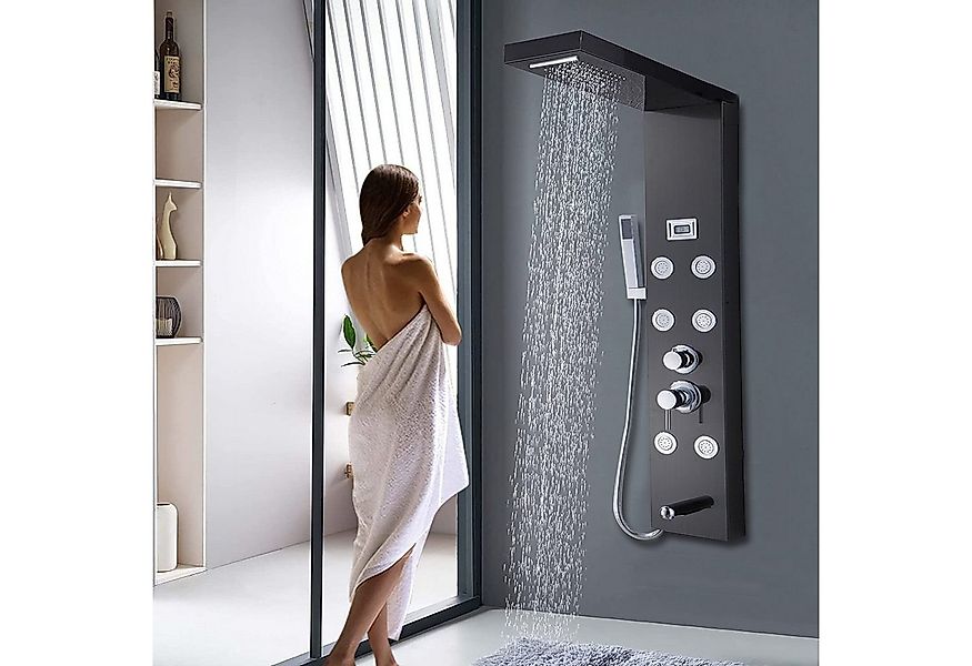 XERSEK Brausegarnitur Duschpaneel Schwarz mit Armatur, Duschsystem mit Temp günstig online kaufen
