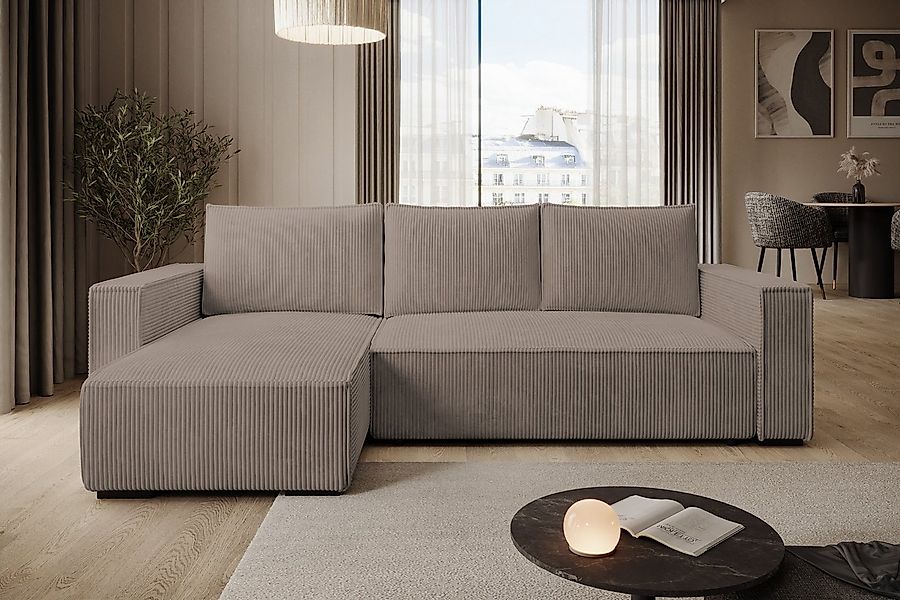 storez24 Ecksofa Letto, mit Bettkasten und Schlaffunktion, Cordstoff, L-For günstig online kaufen