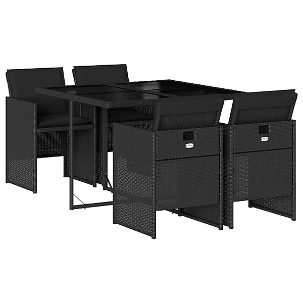 vidaXL 5-Tlg Garten-Essgruppe mit Kissen Schwarz Poly Rattan 3277662 günstig online kaufen