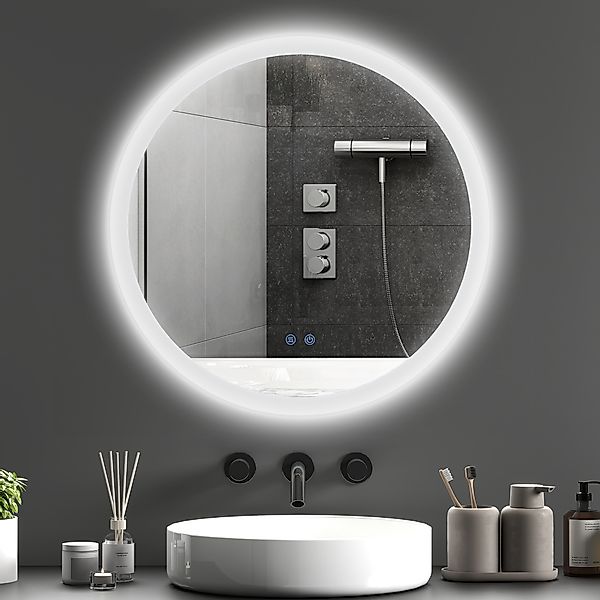 kleankin Badspiegel mit Beleuchtung 60 cm, Wandspiegel IP44 mit 3 Lichtfarb günstig online kaufen