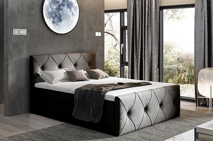 Fun Möbel Boxbett Schlafzimmerbett LEWIS LUX in Stoff (inkl. Topper und Bet günstig online kaufen
