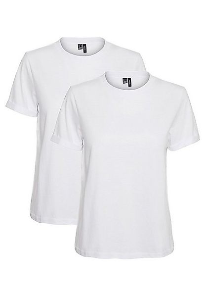 Vero Moda T-Shirt 2er Pack Basic T-Shirt VMPAULA (2-tlg) 5270 in Weiß günstig online kaufen