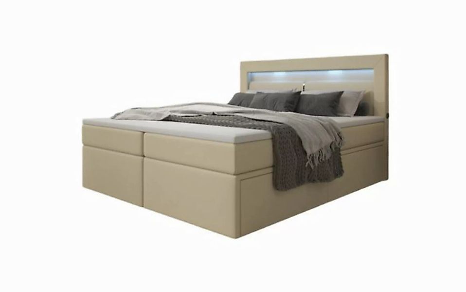 Luxusbetten24 Boxspringbett Rinori, mit LED-Beleuchtung, USB-Anschluss und günstig online kaufen