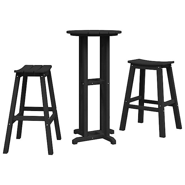vidaXL 3-Teiliges Gartenbar Set Schwarz HDPE 3335802 günstig online kaufen