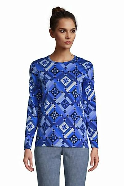 Supima-Shirt, Langarm in Petite-Größe, Damen, Größe: L Petite, Blau, Baumwo günstig online kaufen