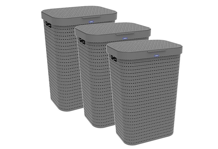 ROTHO Wäschekorb Country 3er-Set Wäschesammler 55l mit Deckel (Wäschesammle günstig online kaufen