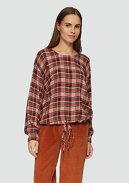 s.Oliver Langarmbluse Bluse Strukturierte Karo-Bluse aus Viskosemix günstig online kaufen