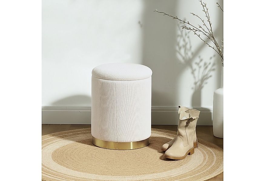 HOMCOM Sitzhocker mit Deckel, Stahlboden (runder Fußhocker, 1 St., Hocker m günstig online kaufen