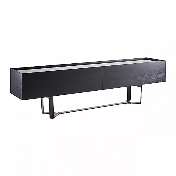More - Pero Sideboard 240cm - dunkelgrau/Eiche schwarz lackiert/BxHxT 240x6 günstig online kaufen