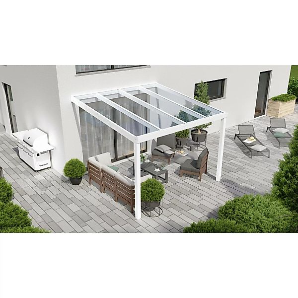 Terrassenüberdachung Professional 300 cm x 300 cm Weiß Glas günstig online kaufen