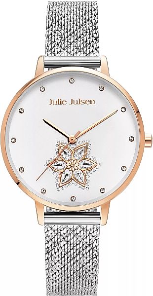 Julie Julsen Quarzuhr "Drop Flower Rosé Silver, JJW1174RGSME", Blumen, Zirk günstig online kaufen