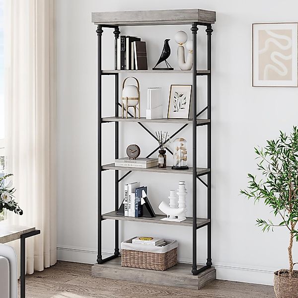 GarveeMore Bücherregal mit 6 Ebenen,Industrie-Bücherregal aus günstig online kaufen